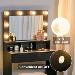 Costway Vanity Table Set With Lighted Mirror 8 LED Bulbs Large Drawer Cushion Stool -Umbra Home Decor Shop GUEST 00b0fc7b 8cdb 4490 8740 4d1f4d6008e8