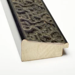 41" X 29" Non-Beveled Intaglio Embossed Black Wood Wall Mirror - Amanti Art