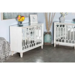 Modern Wood And Mirror Rectangular Cabinet White - Olivia & May