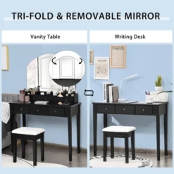 Costway Vanity Table Stool Set Large Tri-folding Lighted Mirror 6 Drawer Dresser WhiteBlack -Umbra Home Decor Shop GUEST 01e8dd9e 2cd0 4a7f 94fb 99b9a810ae9b
