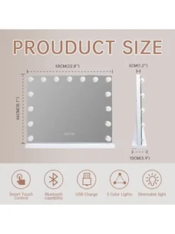 Fenchilin Large Hollywood Lighted Makeup Vanity Mirror With 15 Dimmable LED Bulbs And Bluetooth Speaker For Dressing Room And Bedroom Or Wall-Mounted -Umbra Home Decor Shop GUEST 02831cb3 577f 444a 9be6 da1948737567