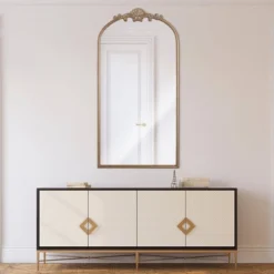 19.5" X 41" Arch Antique Ornate Metal Accent Wall Mirror Gold - Head West -Umbra Home Decor Shop GUEST 0369337b fcdb 43fe a6bc 79ea2d926d89