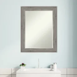 Amanti Art Regis Barnwood Grey Petite Bevel Wood Bathroom Wall Mirror 28.5 X 22.5 In. -Umbra Home Decor Shop GUEST 03b042f6 1c2e 4132 a8fe b008b07d27bd