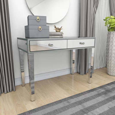 Glam Mirror And Wood Console Table Desk Silver - Olivia & May 18 Glam Mirror And Wood Console Table Desk Silver - Olivia & May - Image 18