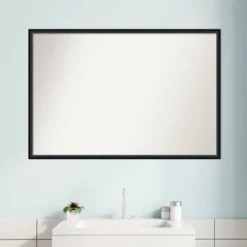 37" X 25" Non-Beveled Lucie Wood Bathroom Wall Mirror Black - Amanti Art -Umbra Home Decor Shop GUEST 0403b28d 524b 4ff9 89b9 3241cef214d6