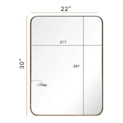 ANDY STAR Modern Decorative 22 X 30 Inch Rectangular Wall Mounted Hanging Bathroom Vanity Mirror With Stainless Steel Metal Frame, Brushed Gold -Umbra Home Decor Shop GUEST 04446326 42a3 4681 a2ca 016146baf2e0