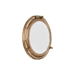 22" Round Distressed Metal Porthole Mirror Gold - Storied Home -Umbra Home Decor Shop GUEST 04c1d9af 21e2 4b3d 9690 b920b6171113