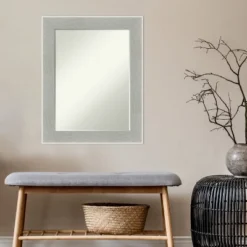 Amanti Art Glam Linen Grey Petite Bevel Bathroom Wall Mirror 29 X 23 In. -Umbra Home Decor Shop GUEST 04e00e51 6900 47c4 8f72 0584fe86d069