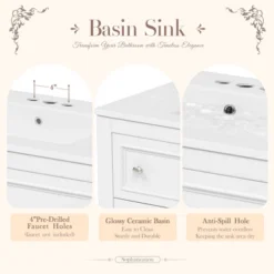 ModernLuxe 36'' Bathroom Vanity Set With Medicine Mirror Cabinet, Ceramic Sink & 4 Drawers, Solid Wood Frame Storage Cabinet, Beige/White -Umbra Home Decor Shop GUEST 04f47d7f 4e45 4328 b203 bcc7405194e5