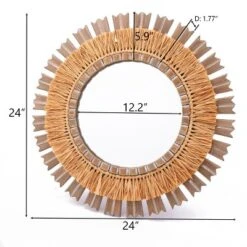 LuxenHome 24" Round Boho Style Raffia Accent Wall Mirror Wall Decor Home Decor -Umbra Home Decor Shop GUEST 04ff202f e902 440e a509 5066fba924fb