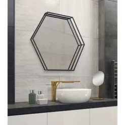 30" X 26" Felicia Hexagon Wall Mirror Black - Kate & Laurel All Things Decor -Umbra Home Decor Shop GUEST 05a0eff8 6c46 4f27 99eb 76cc791798ba