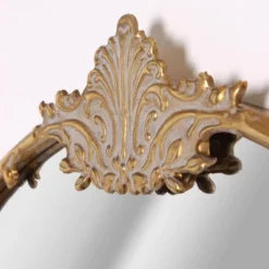 28.5" X 28.5" Round Ornate Metal Accent Wall Mirror Antique Gold - Head West