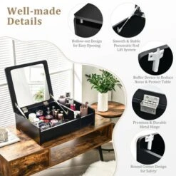 Costway 2-in-1 Vanity Dresser W/ Flip-Top Mirror Tabletop Storage Box Makeup Laptop Black -Umbra Home Decor Shop GUEST 06260084 dfe7 4208 acd1 c4d3564d021f