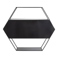 28" X 24" Lintz Hexagon Decorative Wall Mirror Shelf Black - Kate & Laurel All Things Decor -Umbra Home Decor Shop GUEST 06318c66 c3ff 4a85 968e 741f14d77fb1