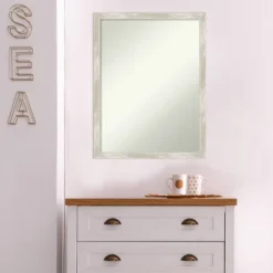20" X 26" Non-Beveled Crackled Narrow Bathroom Wall Mirror Metallic Silver - Amanti Art -Umbra Home Decor Shop GUEST 06704d9b 0c29 48c6 97e9 f6b4b8a81d31