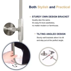 ANDY STAR 34 Inch Tall By 22 Inch Wide Rectangular Tilting Modern Floating Vanity Mirror With Rounded Edges And Adjustable Wall Mounts, Brushed Nickel