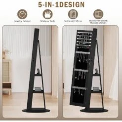 KWPZQEB 360° Swivel Jewelry Cabinet, Lockable Jewelry Organizer With Full-Length Mirror, Rear Storage Shelves, Jewelry Armoire For Bedroom -Umbra Home Decor Shop GUEST 0700a172 5723 4c1e a5dd e475b334c4ed