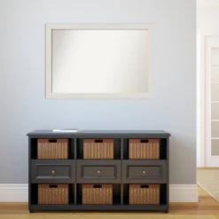 40" X 28" Non-Beveled Rustic Plank White Narrow Bathroom Wall Mirror - Amanti Art: Includes Mounting Hardware -Umbra Home Decor Shop GUEST 07130757 fcb4 47bf 947c 0306f87d9c8a