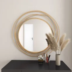 Metal Wall Mirror With Overlapping Ring Frame Gold - Olivia & May 32 Metal Wall Mirror With Overlapping Ring Frame Gold - Olivia & May -Umbra Home Decor Shop GUEST 07355559 22b8 4a42 bb25 d2c2b1f1b088