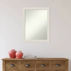 22" X 28" Non-Beveled Rustic Plank White Narrow Bathroom Wall Mirror - Amanti Art -Umbra Home Decor Shop GUEST 073b2303 7451 42e1 98ff 121fc73e4171