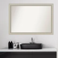 40" X 28" Non-Beveled Romano Silver Narrow Wood Bathroom Wall Mirror - Amanti Art -Umbra Home Decor Shop GUEST 0759d939 6208 44e3 9a0e 874b52136167