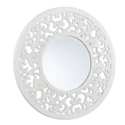 31.75" X 31.75" Hingris Decorative Wall Mirror Whitewashed - Southern Enterprises
