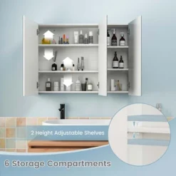 Costway 36" Wide Wall Mount Mirrored Bathroom Medicine Cabinet Organizer Mirror Door -Umbra Home Decor Shop GUEST 07d5720b 0066 4339 a12b 59b8e498cb7d