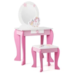 Tangkula 2-in-1 Kids Vanity Set Makeup Table & Chair Set For Toddlers W/Detachable Mirror Pink/White -Umbra Home Decor Shop GUEST 08888b85 33fb 420a a552 fec729dac41b