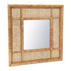 23.5" Square Modern Wood Rattan Wall Mirror Brown - Storied Home -Umbra Home Decor Shop GUEST 08db4cd5 9866 4b2c ad59 e19bbbc01060