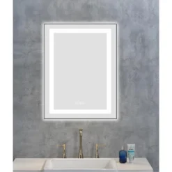 Ridstar 24 In. W X 28 In. H Gray Rectangular Bathroom Mirror With LED Lights