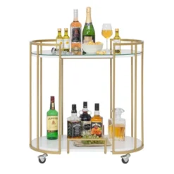 Pavillion 2 Tier Oval Bar Serving Cart Shelves With Glass Mirror Gold - Studio Designs -Umbra Home Decor Shop GUEST 09e11d68 c26c 46b9 9177 875990dac7f3