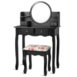 Tangkula Vanity Table Set W/Detachable Mirror & Stool Black/White -Umbra Home Decor Shop GUEST 09f10413 05df 4628 a2d7 342c5914a1ca