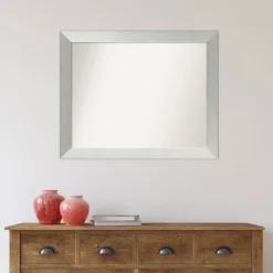 32" X 26" Non-Beveled Brushed Sterling Silver Wood Wall Mirror - Amanti Art: Modern Vanity, Rectangle Shape, Wall Mount -Umbra Home Decor Shop GUEST 0a5b8230 cd15 41ca 812d 4e1dd2fbcfd8
