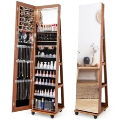 Tangkula 64" Jewelry Organizer Lockable Jewelry Cabinet Armoire W/ Mirror & LED Lights -Umbra Home Decor Shop GUEST 0b481253 1ead 4841 8596 84e0711949c1