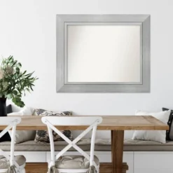 35" X 29" Non-Beveled Romano Silver Wood Wall Mirror - Amanti Art: Modern Rectangle, Includes Mounting Hardware -Umbra Home Decor Shop GUEST 0b722299 ebbb 4569 85df 94380e48d2aa