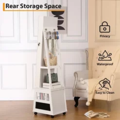 Jewelry Organizer Cabinet With Full-Length Mirror,360° Rotating Vanity Mirror,Large Jewelry Armoire With Led& Shelves -Umbra Home Decor Shop GUEST 0ba2152f 58ff 4d61 9720 01a38c606f38