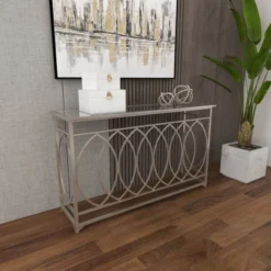 Metal And Mirror Trellis Design Front And Sides Console Table Silver - Olivia & May -Umbra Home Decor Shop GUEST 0c15da45 b98d 48c8 a85d 436eb3cb7478