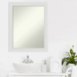22" X 28" Non-Beveled Flair Narrow Bathroom Wall Mirror Soft White - Amanti Art -Umbra Home Decor Shop GUEST 0c2aceb7 2346 4fbd 8732 5326bf04003e