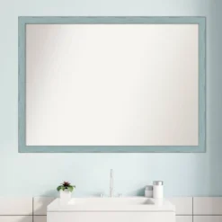 40" X 29" Non-Beveled Sky Blue Rustic Wood Bathroom Wall Mirror - Amanti Art -Umbra Home Decor Shop GUEST 0c43e918 cfd0 4b1f 89f1 547892c48da5