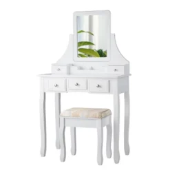 Tangkula Rotatable Mirror Vanity Set Makeup Dressing Table And Stool W/ 5 Drawers -Umbra Home Decor Shop GUEST 0cd2a765 4768 4b73 be98 827f6be9a830
