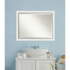 45" X 35" Eva White Silver Framed Bathroom Vanity Wall Mirror - Amanti Art -Umbra Home Decor Shop GUEST 0cd9baca 0fd0 4f84 8ddb daefca7cf36a