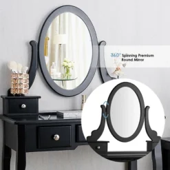 Tangkula Vanity Table Set W/ 360° Rotating Oval Mirror & Drawers Black/White -Umbra Home Decor Shop GUEST 0ce43fed 3624 4e0c bda3 65f8b2f0d640