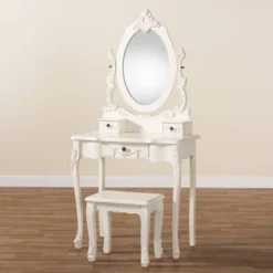 2pc Macsen Wood Vanity Set With Adjustable Mirror White - Baxton Studio -Umbra Home Decor Shop GUEST 0d5cf33c 3f43 4308 90c8 cc4321918467