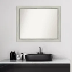 32" X 26" Non-Beveled Flair Patina Bathroom Wall Mirror Silver - Amanti Art -Umbra Home Decor Shop GUEST 0ddddc42 18a7 482f 93b2 b92a0ed679f3