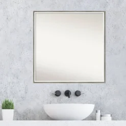 27" X 27" Non-Beveled Lucie Wood Bathroom Wall Mirror Silver - Amanti Art -Umbra Home Decor Shop GUEST 0de0c67c a26c 4ac6 b12e c755d7b3dc92