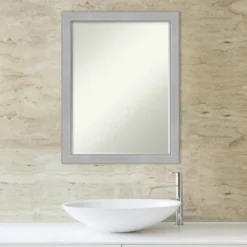 Amanti Art Vista Brushed Nickel Narrow Petite Bevel Bathroom Wall Mirror 26.5 X 20.5 In. -Umbra Home Decor Shop GUEST 0deceb50 d3ca 44f6 b1bd 78163591b089