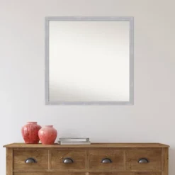 28" X 28" Non-Beveled Grace Narrow Bathroom Wall Mirror Brushed Nickel - Amanti Art -Umbra Home Decor Shop GUEST 0eaf85e9 73f2 4b94 8fbe b66bc8fc6b73