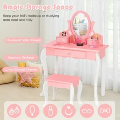 Costway Kids Vanity Princess Makeup Dressing Table Stool Set W/ Mirror Drawer -Umbra Home Decor Shop GUEST 0f0e9d93 fbf3 4244 ae96 da3e87b0bcb9