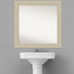 32" X 32" Non-Beveled Fair Baroque Wood Bathroom Wall Mirror Cream - Amanti Art -Umbra Home Decor Shop GUEST 0f13aecd 4537 44b5 98f7 b41422d06dc4