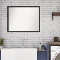 30" X 24" Non-Beveled Scoop Wood Bathroom Wall Mirror Dark Bronze - Amanti Art -Umbra Home Decor Shop GUEST 0f42f194 1535 4a78 9db5 d45c59b061b4